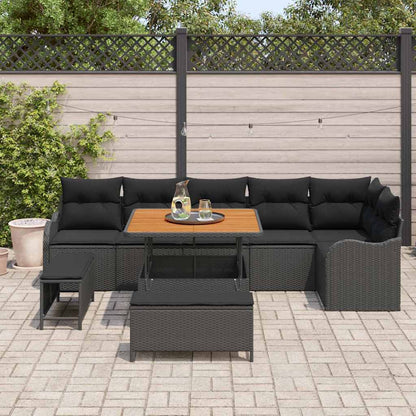 Garten-Sofa-Set 9 pcs Schwarz Poly-Rattan