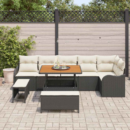 Garten-Sofa-Set 9 pcs Schwarz Poly-Rattan