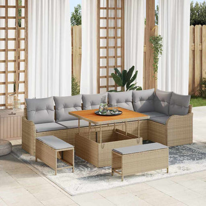 Garten-Sofa-Set 9 pcs Beige Poly-Rattan