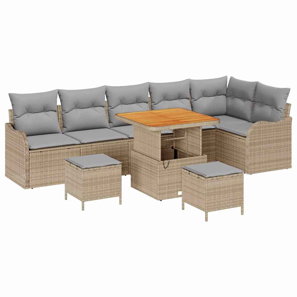 Garten-Sofa-Set 9 pcs Beige Poly-Rattan