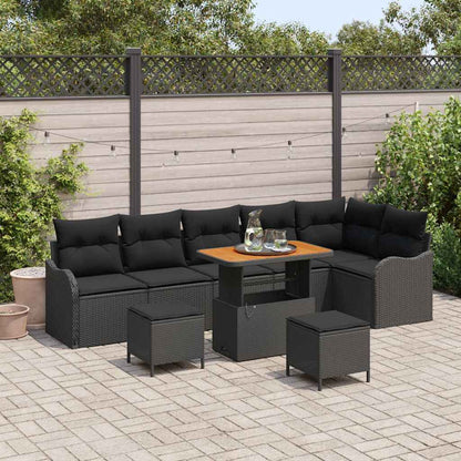 Garten-Sofa-Set 9 pcs Schwarz Poly-Rattan