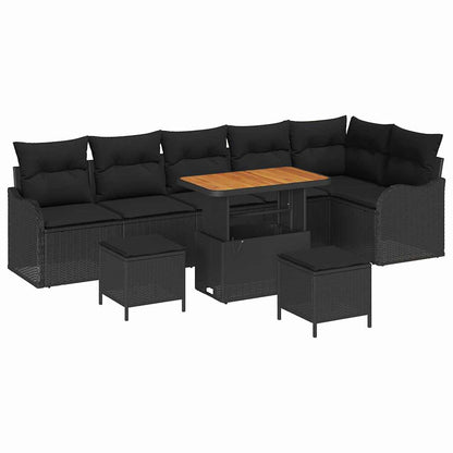 Garten-Sofa-Set 9 pcs Schwarz Poly-Rattan