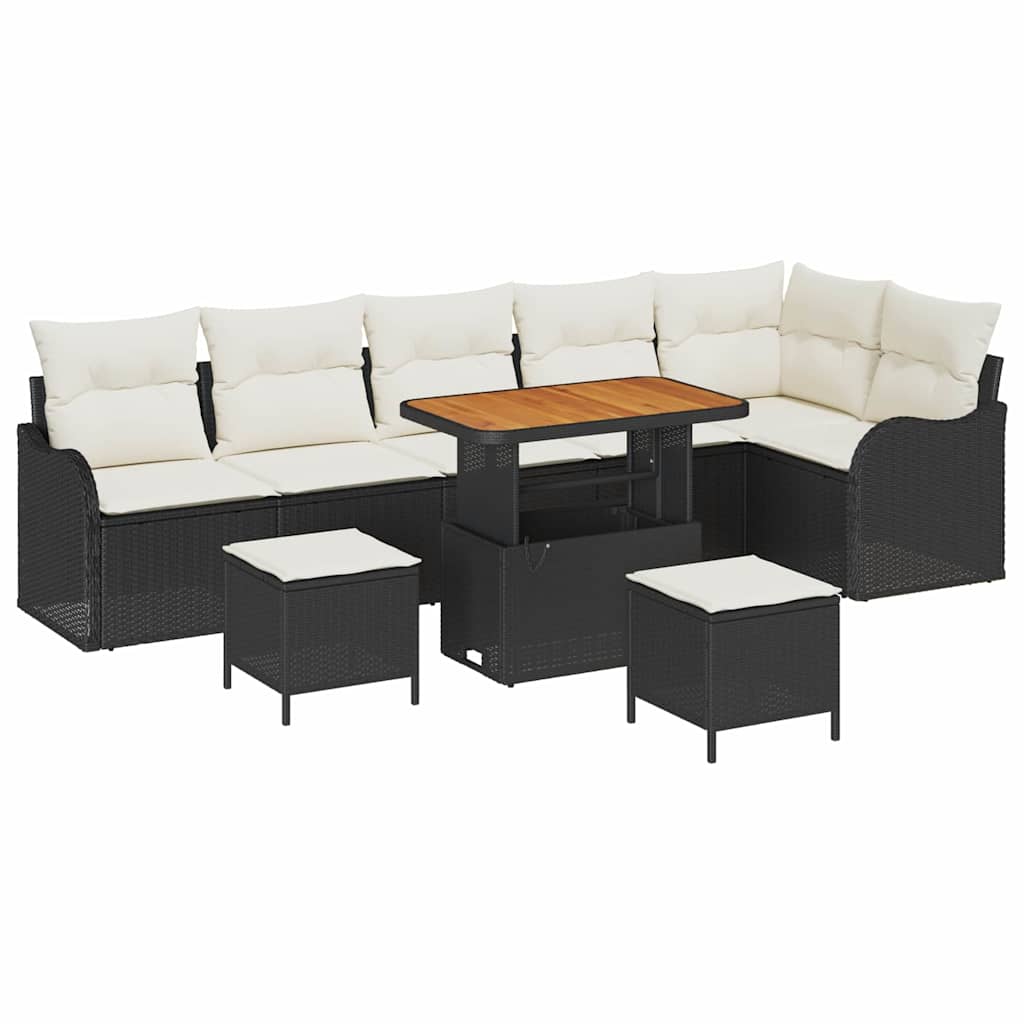Garten-Sofa-Set 9 pcs Schwarz Poly-Rattan