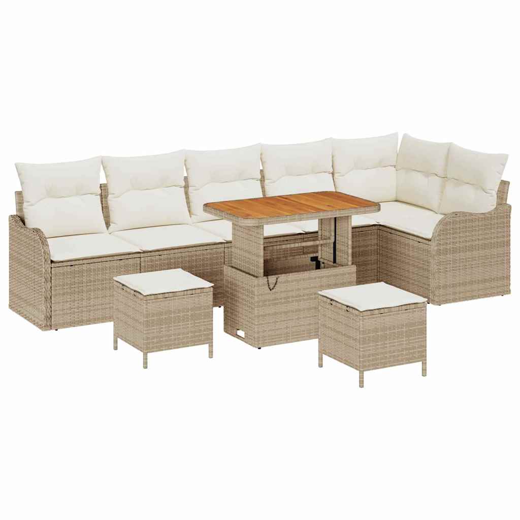 Garten-Sofa-Set 9 pcs Beige Poly-Rattan
