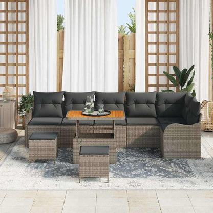 Garten-Sofa-Set 9 pcs Grau Poly-Rattan