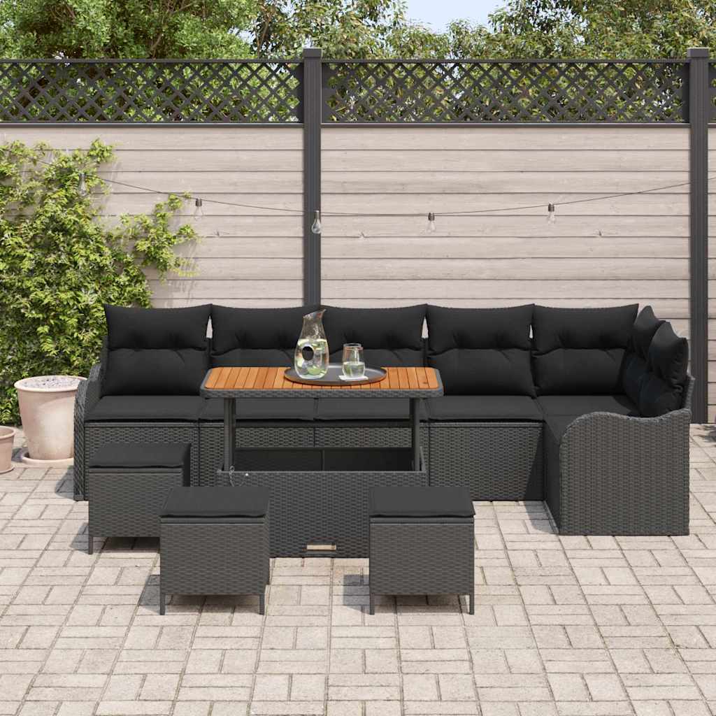 Garten-Sofa-Set 10 pcs Schwarz Poly-Rattan