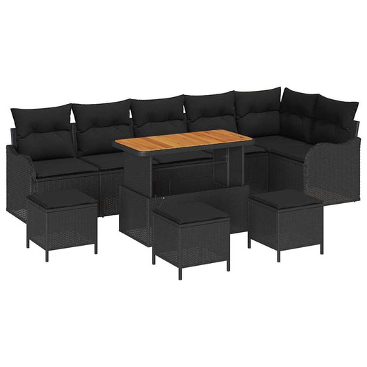 Garten-Sofa-Set 10 pcs Schwarz Poly-Rattan