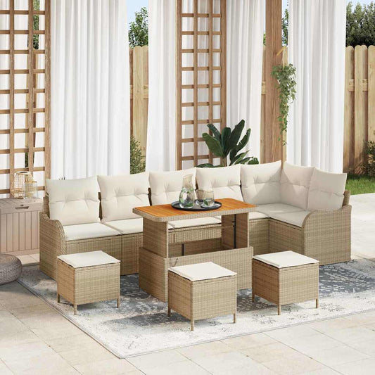 Garten-Sofa-Set 10 pcs Beige Poly-Rattan