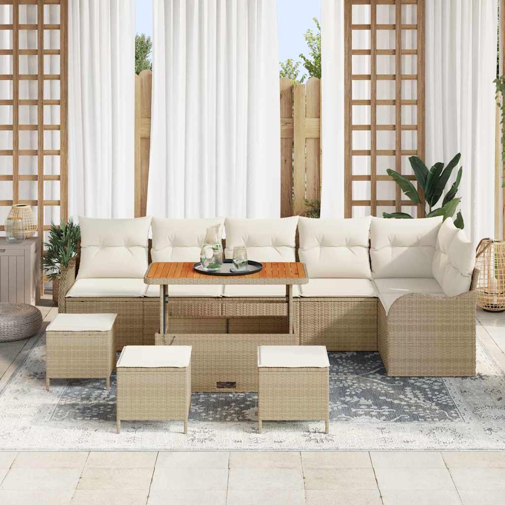 Garten-Sofa-Set 10 pcs Beige Poly-Rattan