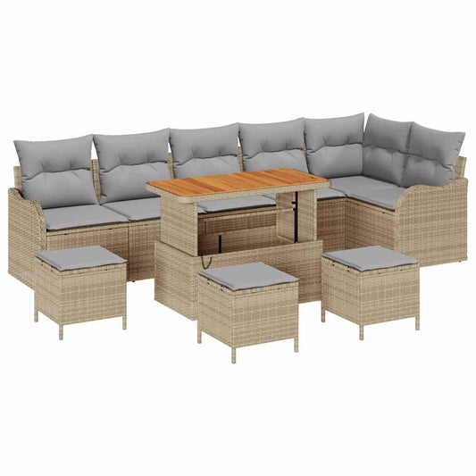 Garten-Sofa-Set 10 pcs Beige Poly-Rattan