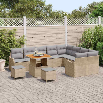 Garten-Sofa-Set 12 pcs Beige Poly-Rattan