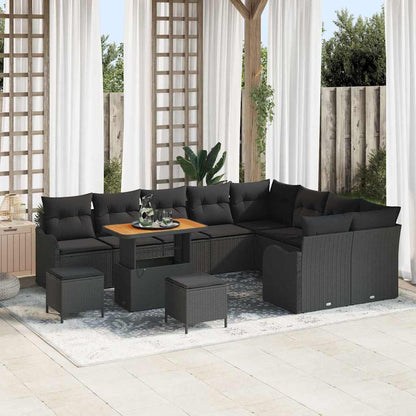 Garten-Sofa-Set 12 pcs Schwarz Poly-Rattan