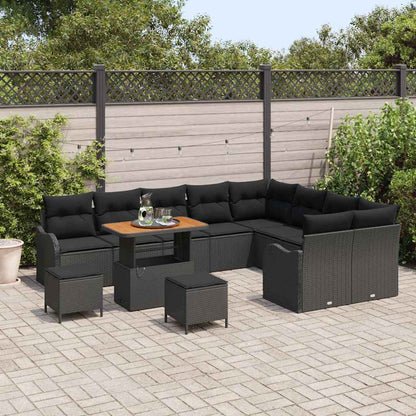 Garten-Sofa-Set 12 pcs Schwarz Poly-Rattan