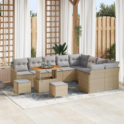 Garten-Sofa-Set 12 pcs Beige Poly-Rattan
