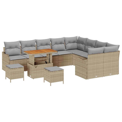 Garten-Sofa-Set 12 pcs Beige Poly-Rattan