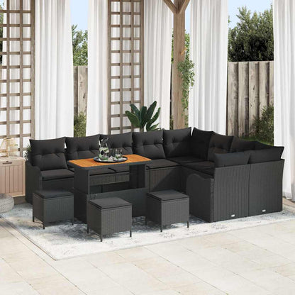 Garten-Sofa-Set 13 pcs Schwarz Poly-Rattan