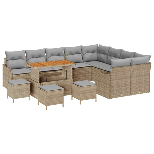 Garten-Sofa-Set 13 pcs Beige Poly-Rattan