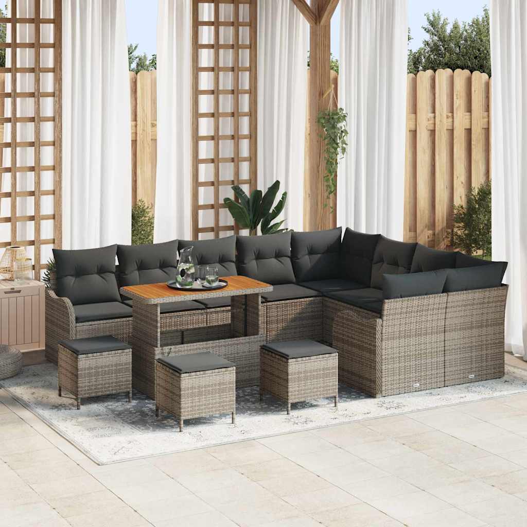 Garten-Sofa-Set 13 pcs Grau Poly-Rattan