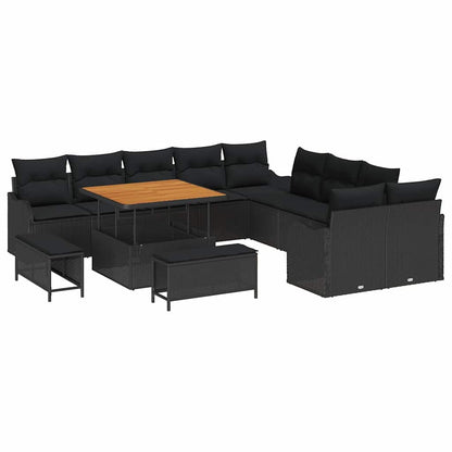 Garten-Sofa-Set 13 pcs Schwarz Poly-Rattan