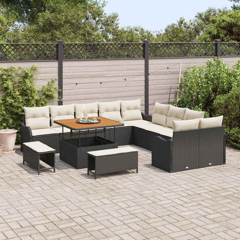 Garten-Sofa-Set 13 pcs Schwarz Poly-Rattan