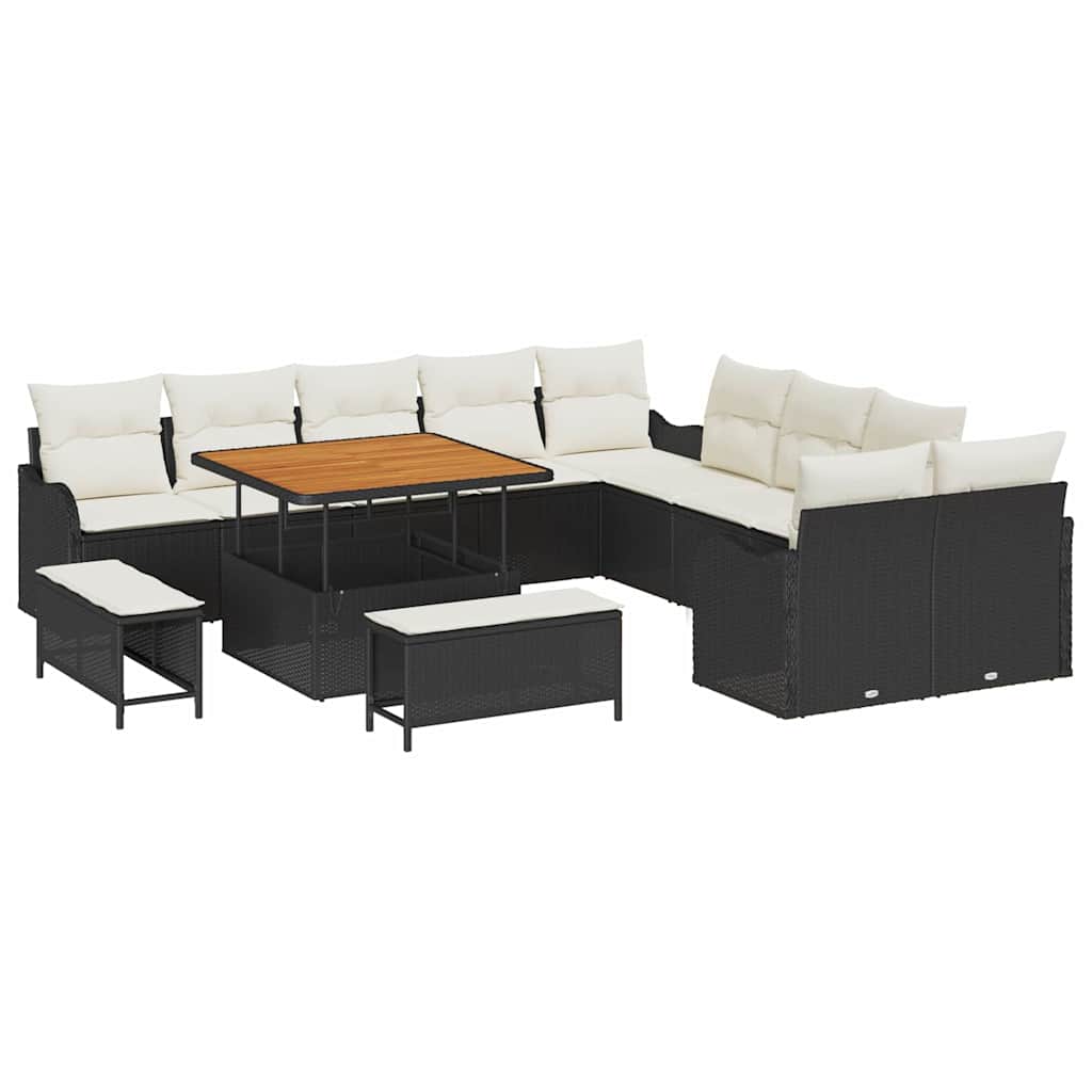 Garten-Sofa-Set 13 pcs Schwarz Poly-Rattan