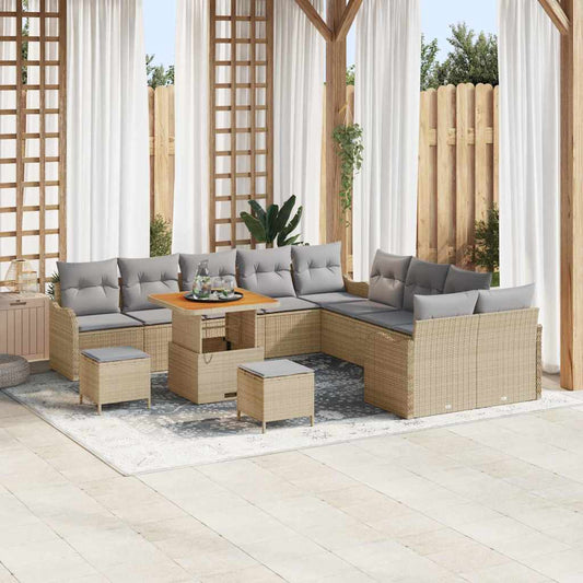 Garten-Sofa-Set 13 pcs Beige Poly-Rattan