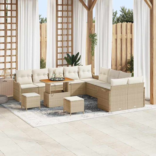 Garten-Sofa-Set 13 pcs Beige Poly-Rattan