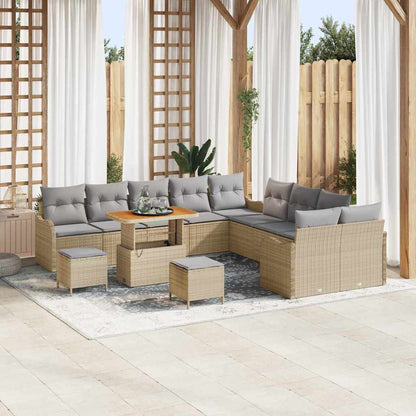 Garten-Sofa-Set 13 pcs Beige Poly-Rattan