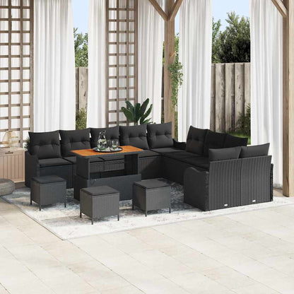 Garten-Sofa-Set 14 pcs Schwarz Poly-Rattan