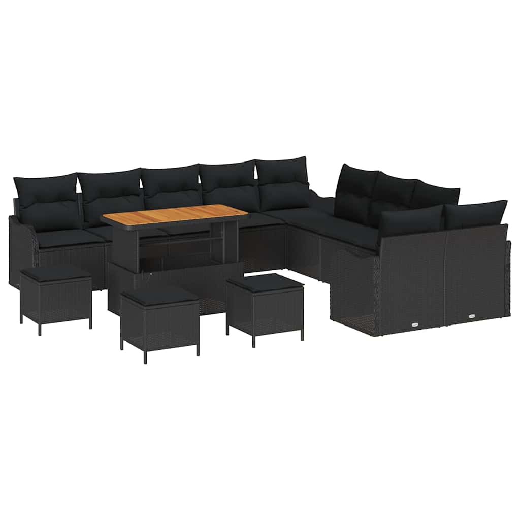Garten-Sofa-Set 14 pcs Schwarz Poly-Rattan
