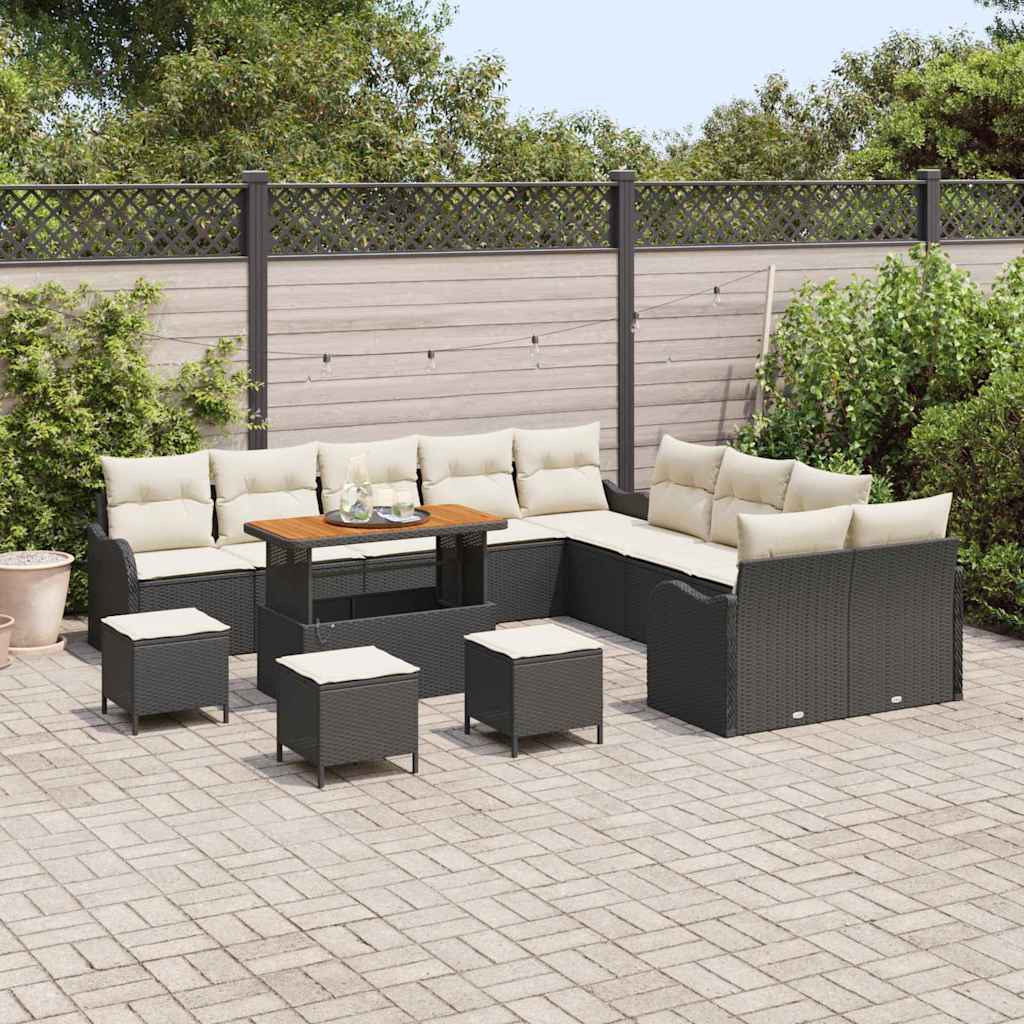 Garten-Sofa-Set 14 pcs Schwarz Poly-Rattan