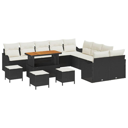 Garten-Sofa-Set 14 pcs Schwarz Poly-Rattan