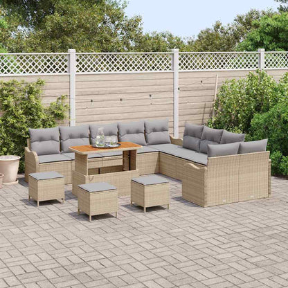 Garten-Sofa-Set 14 pcs Beige Poly-Rattan