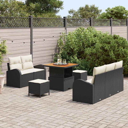 Garten-Sofa-Set 8 pcs Schwarz Poly-Rattan