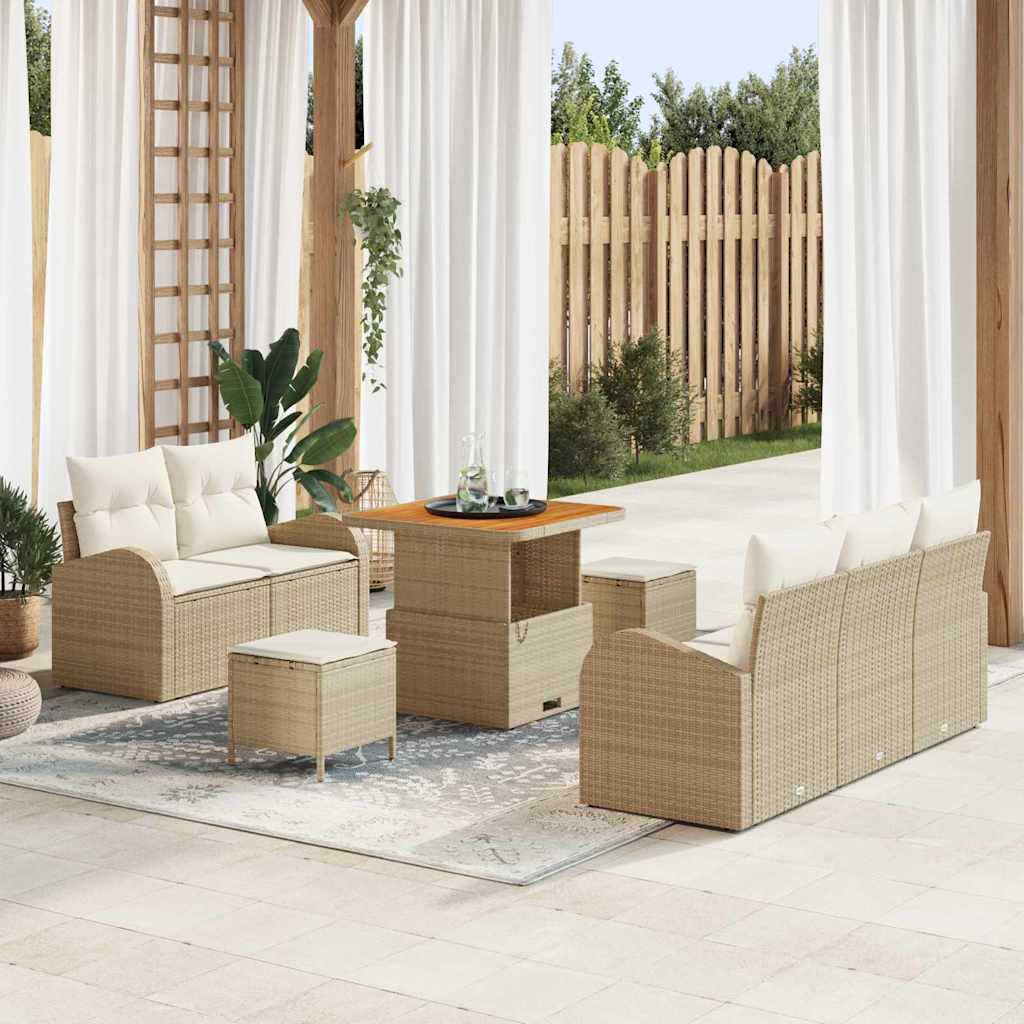 Garten-Sofa-Set 8 pcs Beige Poly-Rattan