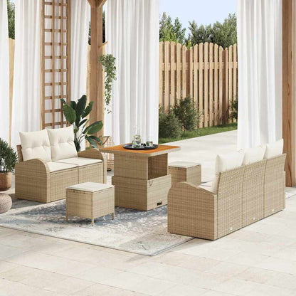 Garten-Sofa-Set 8 pcs Beige Poly-Rattan