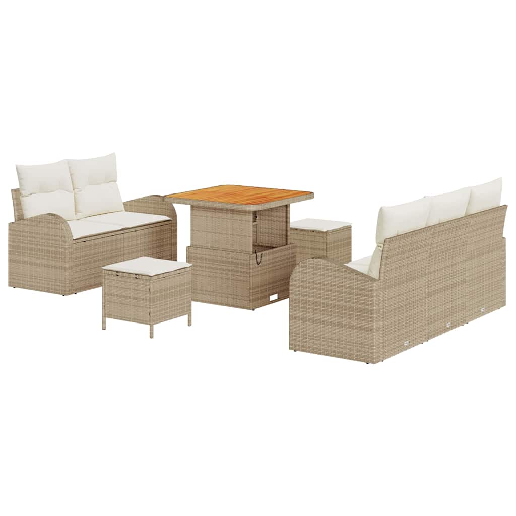 Garten-Sofa-Set 8 pcs Beige Poly-Rattan