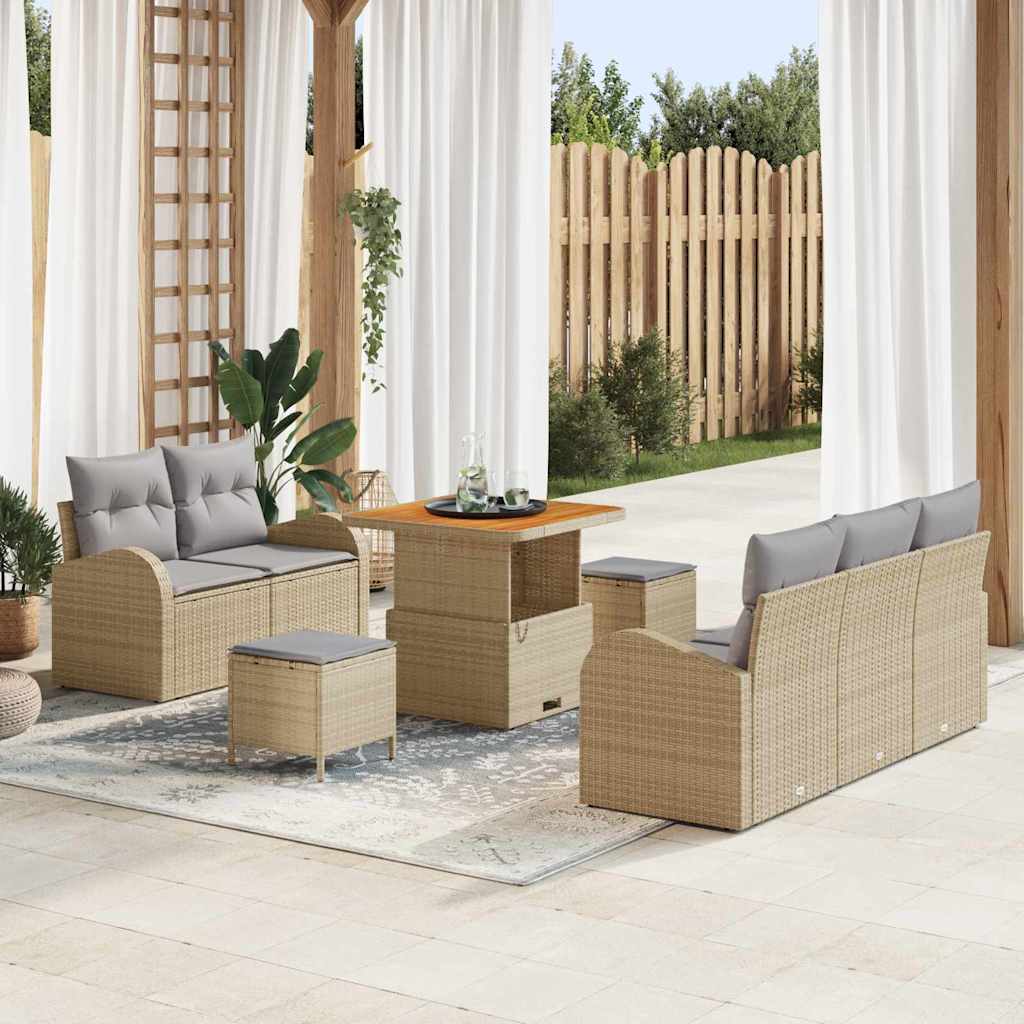 Garten-Sofa-Set 8 pcs Beige Poly-Rattan