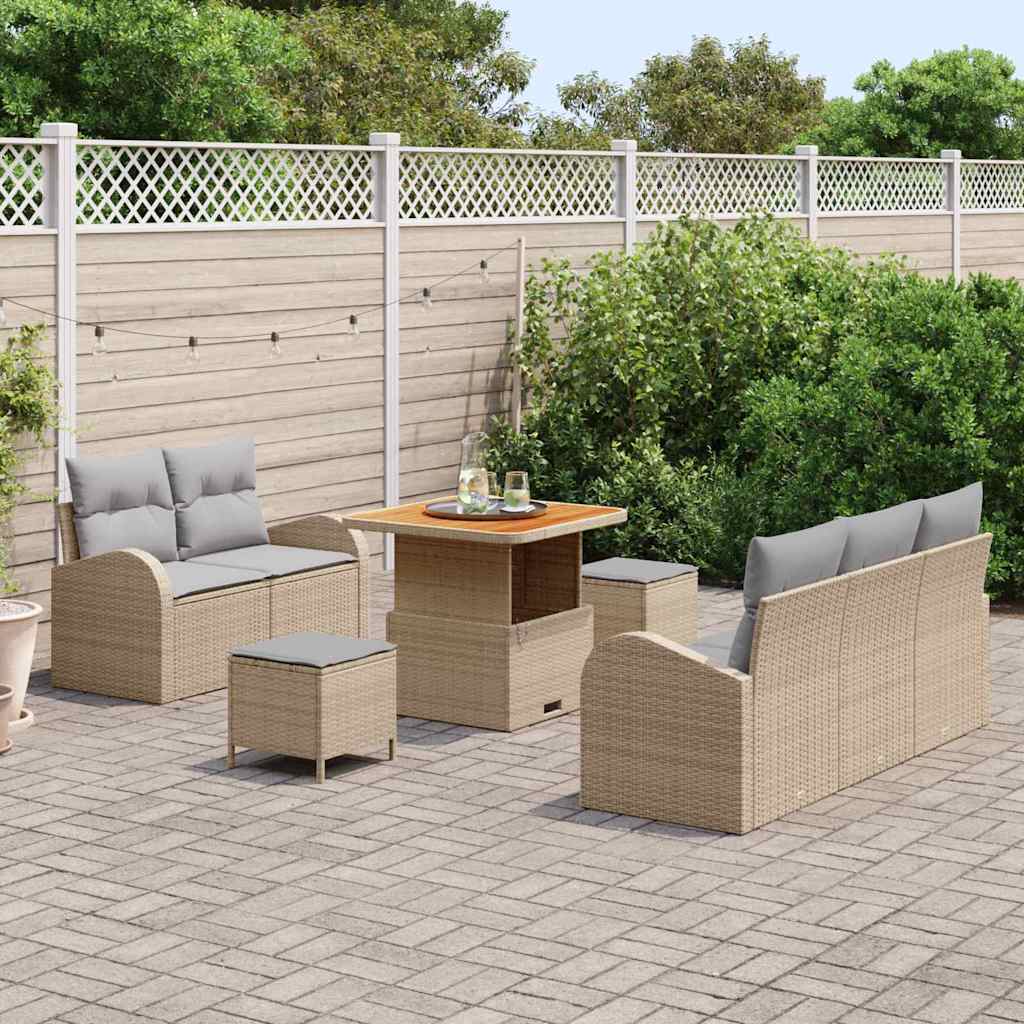 Garten-Sofa-Set 8 pcs Beige Poly-Rattan