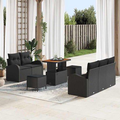 Garten-Sofa-Set 8 pcs Schwarz Poly-Rattan
