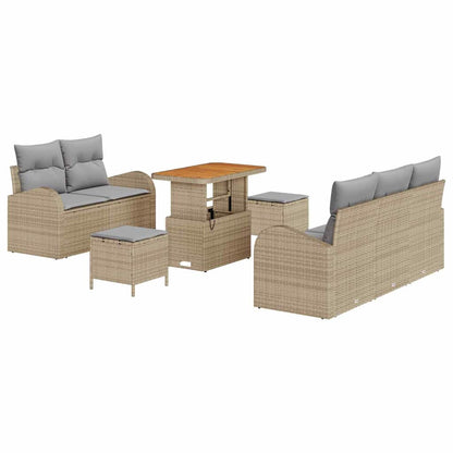 Garten-Sofa-Set 8 pcs Beige Poly-Rattan
