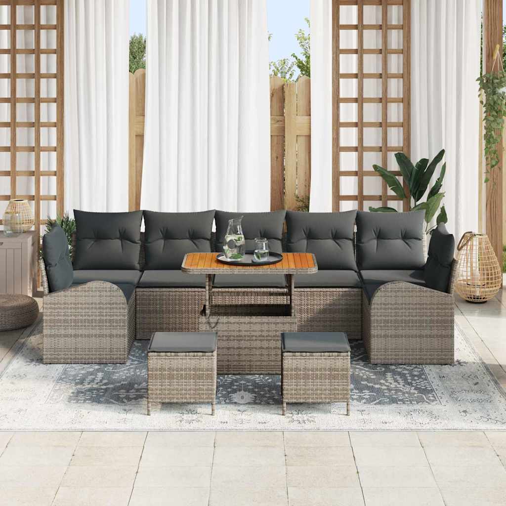 Garten-Sofa-Set mit Kissen 10 pcs Grau Poly Rattan