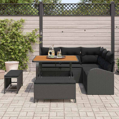 Garten-Sofa-Set mit Kissen 8 pcs Schwarz Poly Rattan