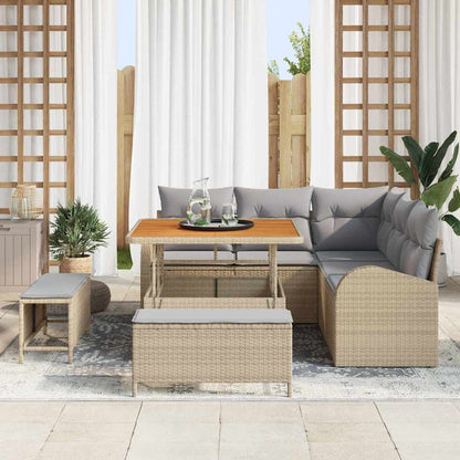 Garten-Sofa-Set mit Kissen 8 pcs Beige Poly Rattan