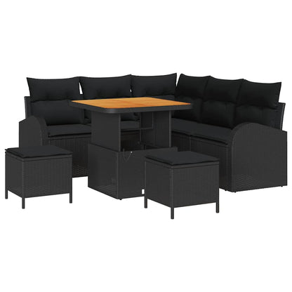 Garten-Sofa-Set mit Kissen 8 pcs Schwarz Poly Rattan