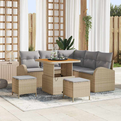 Garten-Sofa-Set mit Kissen 8 pcs Beige Poly Rattan