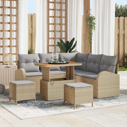 Garten-Sofa-Set mit Kissen 8 pcs Beige Poly Rattan