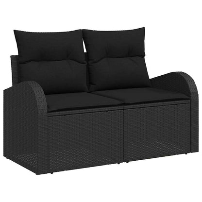 Garten-Sofa-Set mit Kissen 13 pcs Schwarz Poly Rattan