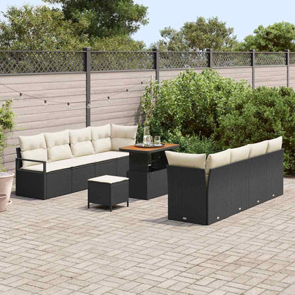 Garten-Sofa-Set mit Kissen 11 pcs Schwarz Poly Rattan