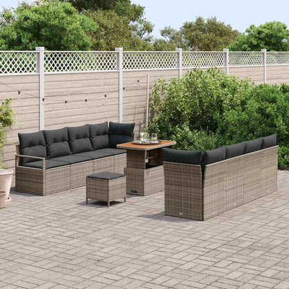 Garten-Sofa-Set mit Kissen 11 pcs Grau Poly Rattan